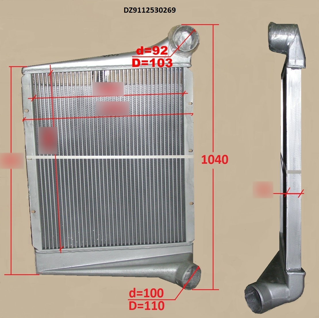 картинка Радиатор интеркулера ШАНКСИ, ШАКМАН, ДУЛАН 715мм х 600мм DZ9112530269 от магазина Dulan.tj